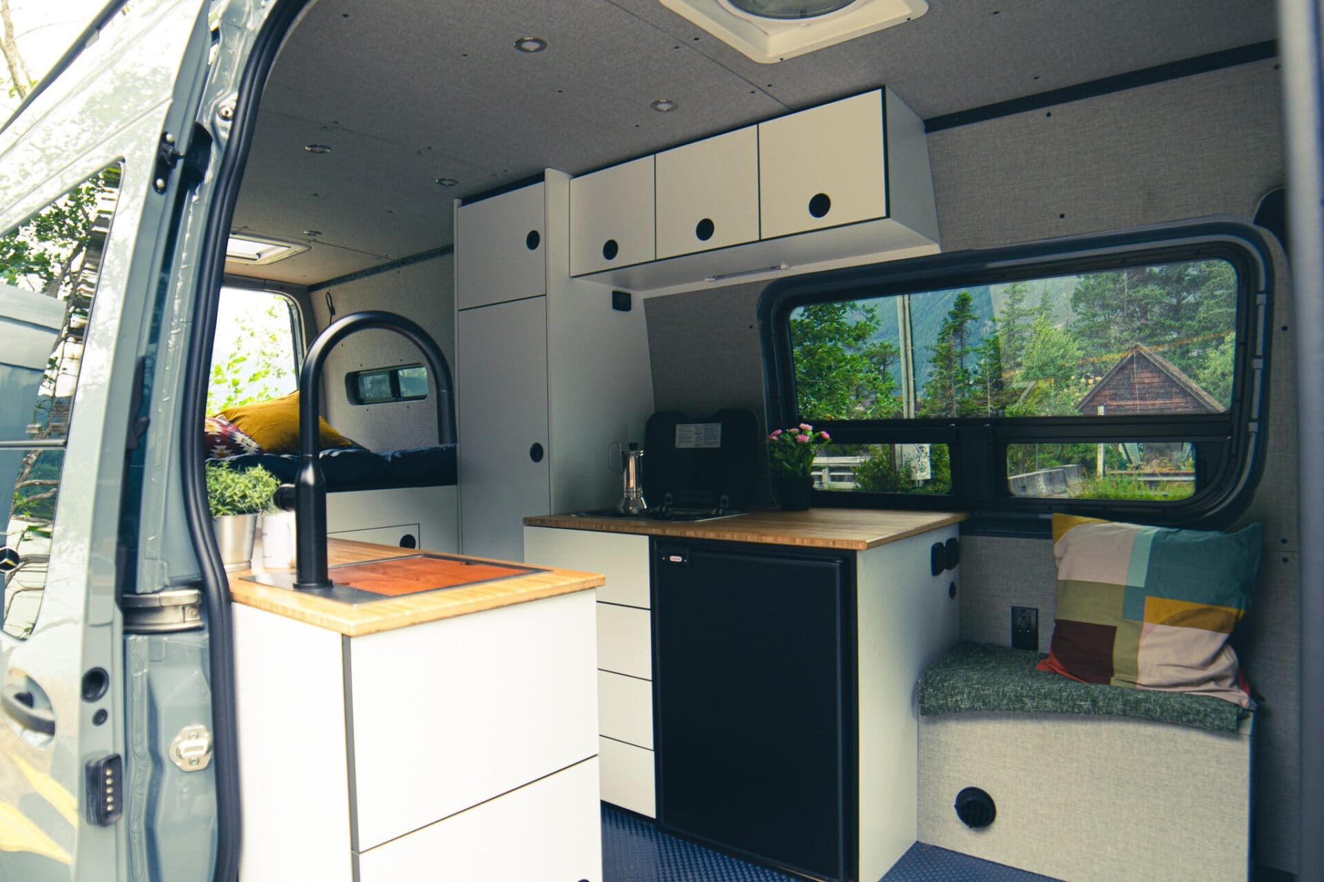 Interior of custom van converion